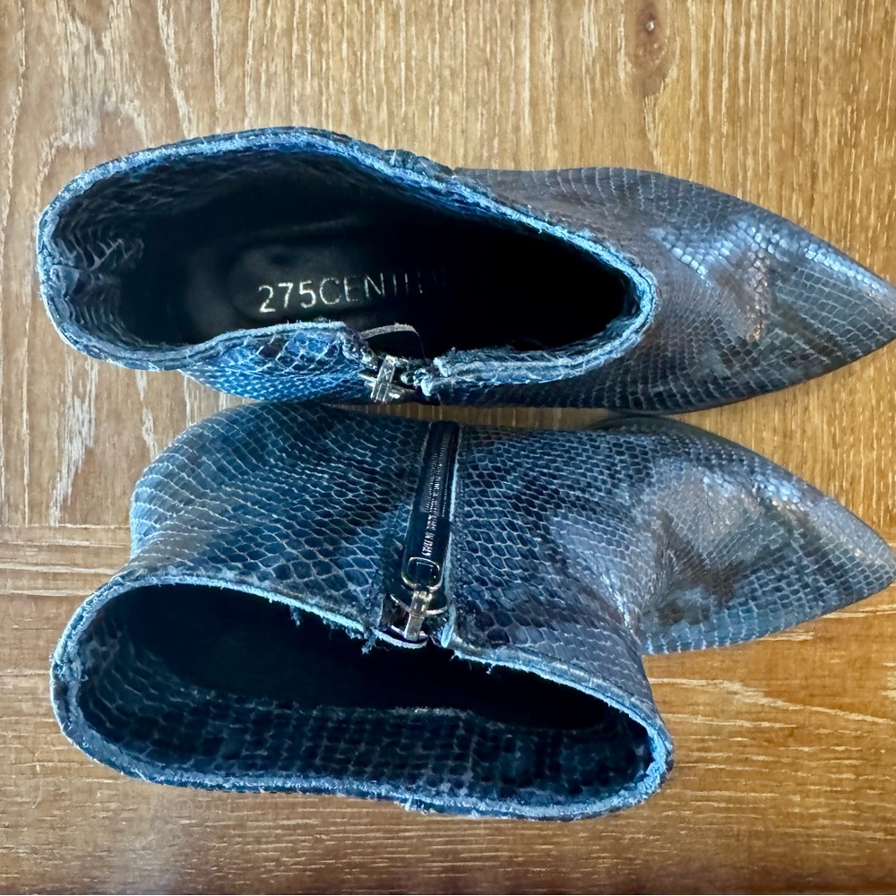 275 Central blue embossed snake leather ankle boots 38 - Picture 9 of 13